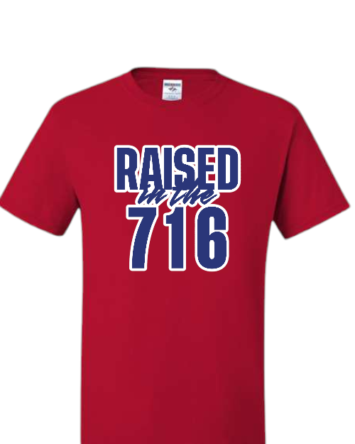 2. RAISED IN THE 716 RED UNISEX TSHIRT